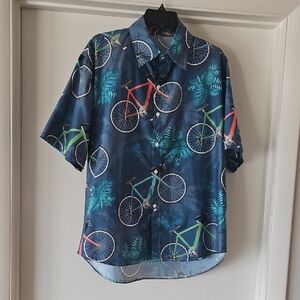 Unbranded Shirt Men's Size Large Blue Bicycle Print